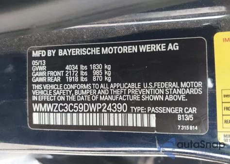 2013 Mini Countryman Cooper S z USA, uszkodzony, nr VIN WMWZC3C59DWP24390